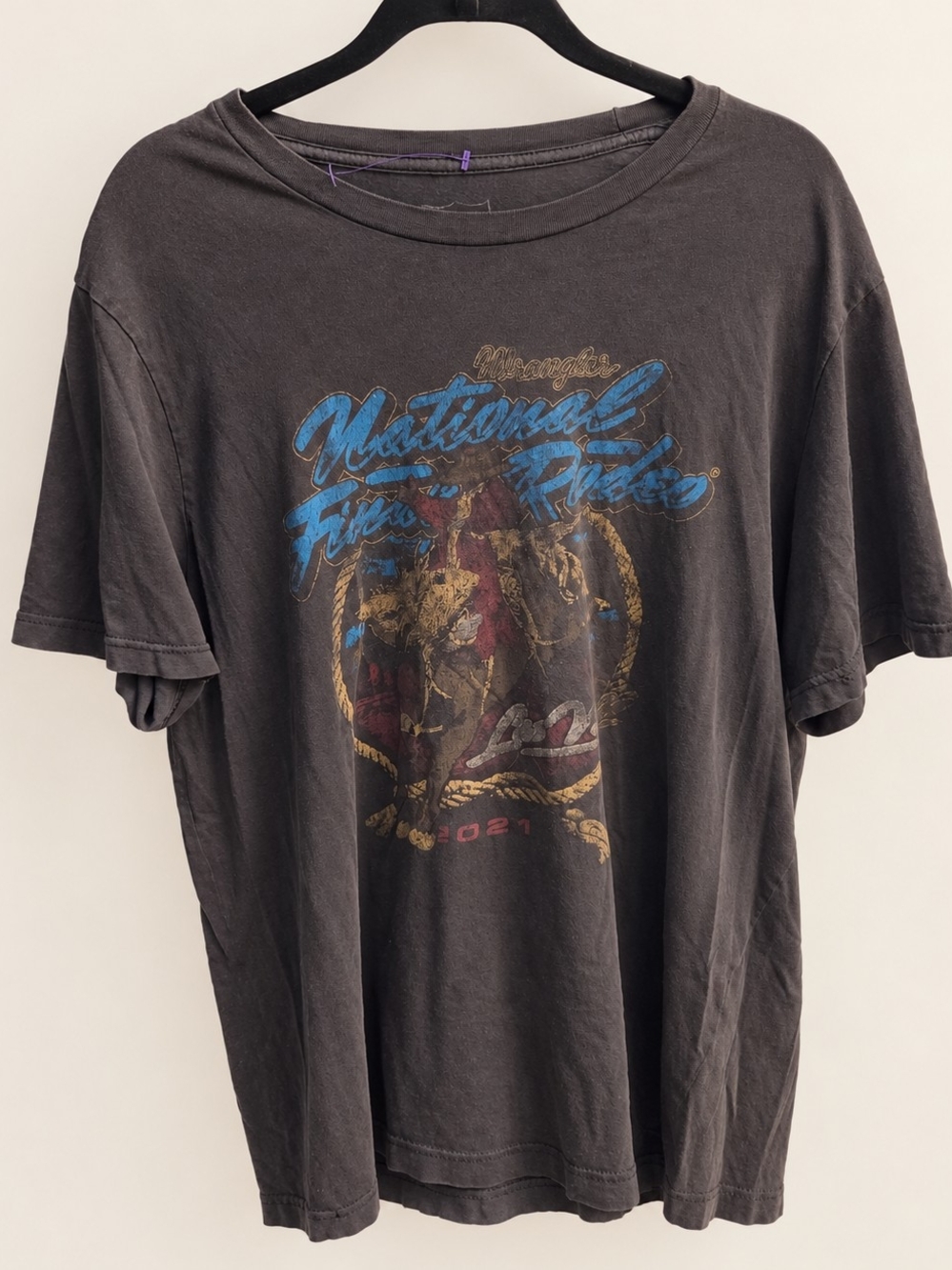 Wrangler Black Short-Sleeve Graphic Rodeo Tee with Blue Accents